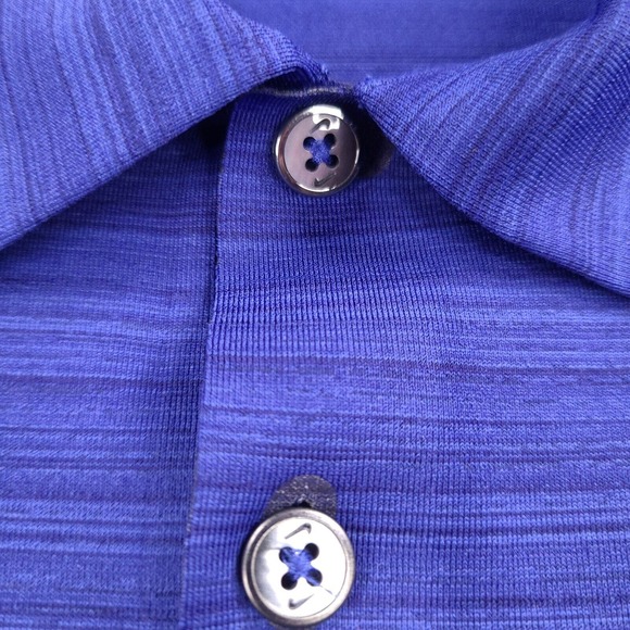 Nike Golf Polo Shirt Mens Medium Blue Striped Dri-Fit Short Sleeve Casual - Picture 5 of 12